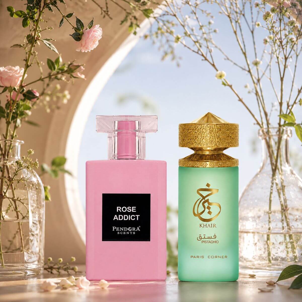 rose addict khair pistachio perfume bundle
